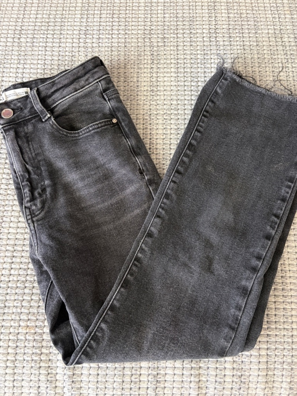 Zara Women's High-Rise Washed Black Straight-Leg Jeans